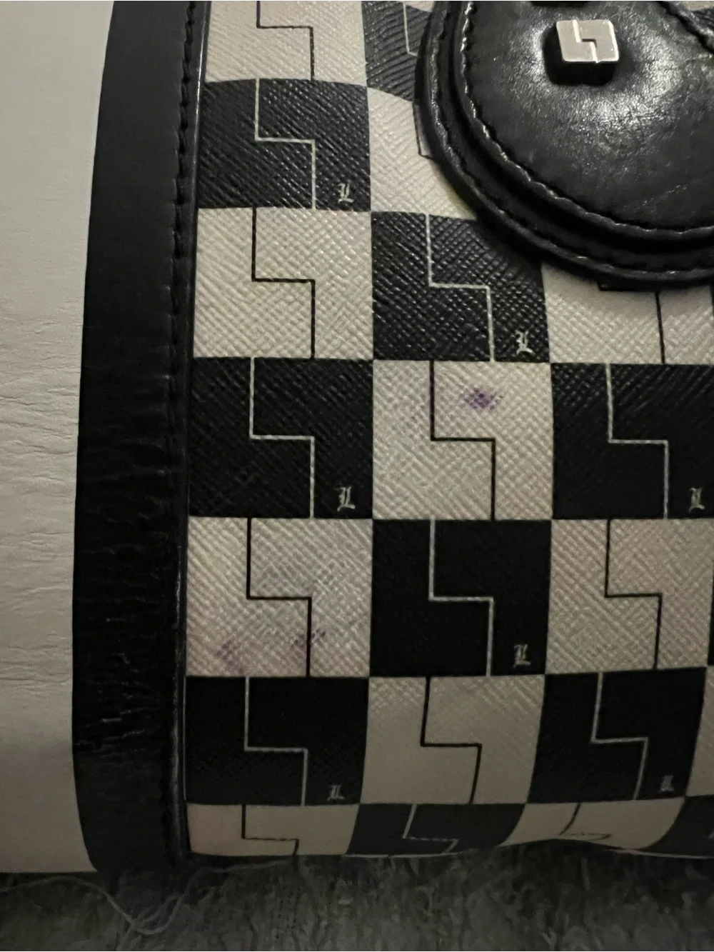 L.A.M.B Satchel Black & White Geometric Satchel Handbag- Rare hard to find